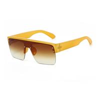 HPIRME Gafas de sol semi al aire de moda para mujer, estilo vintage, con lentes de espejo degradadas, protección UV400 para hombre (degradado amarillo té).