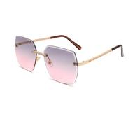 HPIRME Gafas de sol sin marco con degradado para mujer, protección UV400 (gris-rosa)