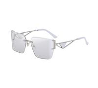 HPIRME Gafas de sol sin marco para mujer, modernas, para exteriores, playa, fiestas, UV400 (plateadas)