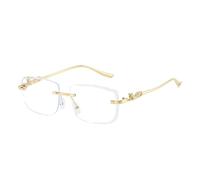 HPIRME Gafas de sol sin montura con borde irregular para mujer, estilo moderno y decorativo (color dorado transparente).