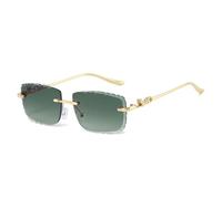 HPIRME Gafas de sol sin montura con borde irregular para mujer, estilo moderno y decorativo (dorado y verde)