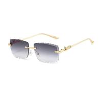 HPIRME Gafas de sol sin montura con borde irregular para mujer, estilo moderno y decorativo (gris degradado).