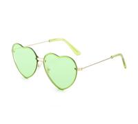HPIRME Gafas de sol sin montura con forma de corazón, modernas, para deportes al aire libre, para mujer, fiestas (verde)