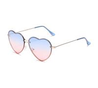 HPIRME Gafas de sol sin montura con forma de corazón, modernas, para deportes al aire libre, para mujer, fiestas (azul y rosa)