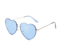HPIRME Gafas de sol sin montura con forma de corazón, modernas, para deportes al aire libre, para mujer, fiestas (azul)