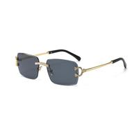 HPIRME Gafas de sol sin montura para hombre, protección UV400, metal, decoración de moda para mujer (1)