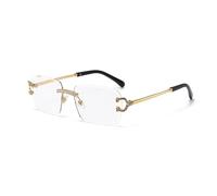 HPIRME Gafas de sol sin montura para hombre, protección UV400, metal, decoración de moda para mujer (4)