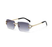 HPIRME Gafas de sol sin montura para hombre, protección UV400, metal, decoración de moda para mujer (5)
