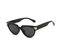 HPIRME Gafas de sol tipo ojo de gato para mujer, gafas de sol tipo ojo de gato negras vintage, montura pequeña para mujer, color transparente, C1 FullBlack, talla única