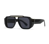 HPIRME Gafas de sol vintage de doble puente para mujer, con lentes degradadas de moda y protección UV400 para hombre (Negro Negro)