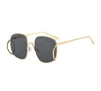 HPIRME Gafas de sol vintage de metal para mujer, estilo punk UV400 (gris dorado)