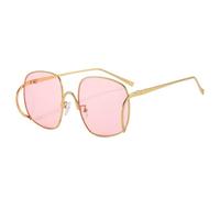 HPIRME Gafas de sol vintage de metal para mujer, gafas de sol de moda UV400 para hombre, estilo punk (rosa dorado)