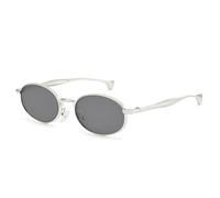 HPIRME Gafas de sol vintage de metal, pequeñas, ovaladas, estilo punk, para mujer, con lentes degradadas y protección UV400 (gris plateado).