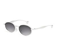 HPIRME Gafas de sol vintage de metal, pequeñas, ovaladas, estilo punk, para mujer, con lentes degradadas y protección UV400 (plateadas y negras).