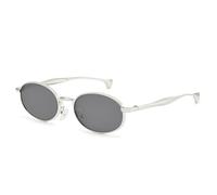 HPIRME Gafas de sol vintage de metal, pequeñas, ovaladas, estilo punk, para mujer, con lentes degradadas y protección UV400 (gris plateado).
