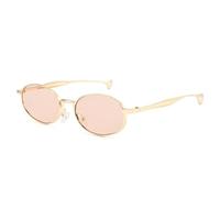 HPIRME Gafas de sol vintage de metal, pequeñas, ovaladas, estilo punk, para mujer, con lentes degradadas y protección UV400 (oro champán).