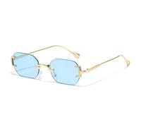 HPIRME Gafas de sol vintage de metal sin montura (azules)