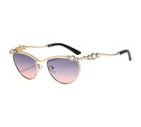 HPIRME Gafas de sol vintage ovaladas de montura pequeña para mujer, estilo punk, metal brillante de lujo (C6)