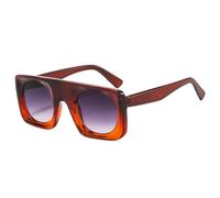 HPIRME Gafas de sol vintage para mujer, con lentes de espejo degradadas, protección UV400, estilo punk, para hombre (marrón té gris)