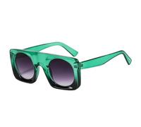 HPIRME Gafas de sol vintage para mujer, con lentes de espejo degradadas, protección UV400, estilo punk, para hombre (degradado verde grisáceo)