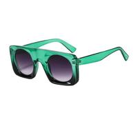 HPIRME Gafas de sol vintage para mujer, con lentes de espejo degradadas, protección UV400, estilo punk, para hombre (verde gris)