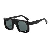 HPIRME Gafas de sol vintage para mujer, con lentes degradadas de espejo, protección UV400, estilo punk, para hombre (negro y gris)