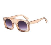 HPIRME Gafas de sol vintage para mujer, con lentes degradadas de espejo, protección UV400, estilo punk, para hombre (gris champán).