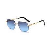 HPIRME Gafas de sol vintage para mujer, sin marco, con lentes degradados, modernas, metálicas (gris azulado)