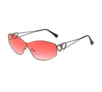 HPIRME Gafas de sol vintage punk sin montura con doble corazón para mujer y hombre, moda para exteriores, protección UV400 (rojo metalizado)