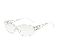 HPIRME Gafas de sol vintage punk sin montura con doble corazón para mujer y hombre, moda para exteriores, protección UV400 (plateadas).