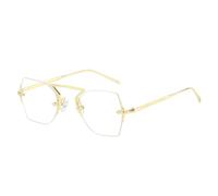 HPIRME Gafas de sol vintage sin montura estilo punk para mujer, de lujo, con montura metálica moderna, estilo steampunk, protección UV400 (dorado transparente).