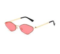 HPIRME Gafas ovaladas de metal con montura pequeña, estilo vintage, estilo punk, de lujo, con protección UV400 (dorado-rosa)