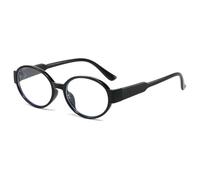 HPIRME Gafas ovaladas de moda con marco de PC chapado en oro (negro y blanco)
