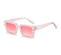 HPIRME Gafas pequeñas de moda retro para mujer y hombre, estilo hip hop, con protección UV400 (rosa)
