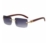 HPIRME Gafas pequeñas sin montura para mujer y hombre, de moda, para conducir al aire libre, con protección UV400 (gris degradado dorado)