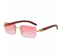 HPIRME Gafas pequeñas sin montura para mujer y hombre, de moda, para conducir al aire libre, con protección UV400 (dorado degradado rosa)