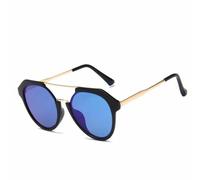 HPIRME Gafas punk de gran tamaño con montura ovalada y doble puente para hombre y mujer, para deportes al aire libre, conducción, UV400 (doradas, azules y plateadas)