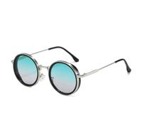 HPIRME Gafas redondas vintage para hombre y mujer, de metal, estilo retro, con protección UV400 (negro y verde)