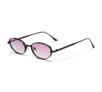 HPIRME Gafas retro redondas y pequeñas de moda para mujer, estilo punk vintage para hombre, para exteriores (negro y rosa)