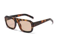 HPIRME Gafas retro UV400 con diseño moderno estilo punk para mujer y hombre (leopardo-marrón claro)