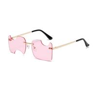 HPIRME Gafas sin montura para mujer y hombre, estilo hip hop, para fotografía, con protección UV400 (dorado y rosa).
