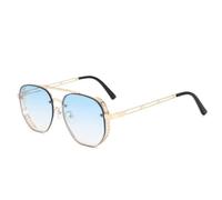 HPIRME Gafas Steampunk para hombre y mujer, estilo retro, de doble puente, para conducir al aire libre, con protección UV400 (azul degradado dorado).