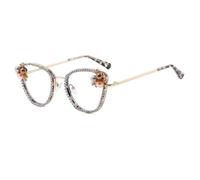 HPIRME Gafas transparentes para mujer, montura de perla de moda, de metal de lujo (leopardo)