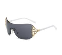 HPIRME Gafas vintage para mujer y hombre, estilo punk, sin montura, para fotografía callejera, con protección UV400 (blanco y gris).