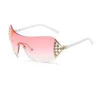 HPIRME Gafas vintage para mujer y hombre, estilo punk, sin montura, para fotografía callejera, con protección UV400 (blanco degradado y rosa).