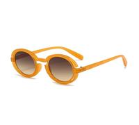HPIRME Pequeñas gafas de sol ovaladas con degradado para mujer, gafas de sol retro UV400 para hombre, gafas de sol punk, gradiente de té naranja, talla única