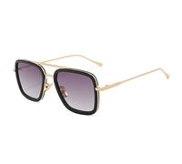 HPIRME Steampunk Hombres Gafas de sol cuadradas Gafas de sol Gafas de metal vintage Gafas de sol UV400 Hombre, C1 Gris dorado, Talla única