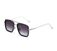 HPIRME Steampunk Hombres Gafas de sol cuadradas Gafas de sol Gafas de metal vintage Gafas de sol UV400 Hombre, C12 Gris degradado, Talla única
