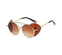 HPIRME Steampunk Mujeres Gafas de sol Damas Metal Punk Gafas de sol Redondas Tonos de verano, 2, talla única