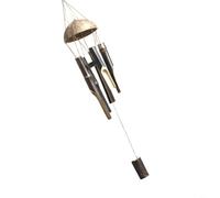 HpLive 1 pieza Carillón de viento de madera hecho a mano de cáscara de coco con seis tubos de madera para melodías suaves y relajación, acabado duradero